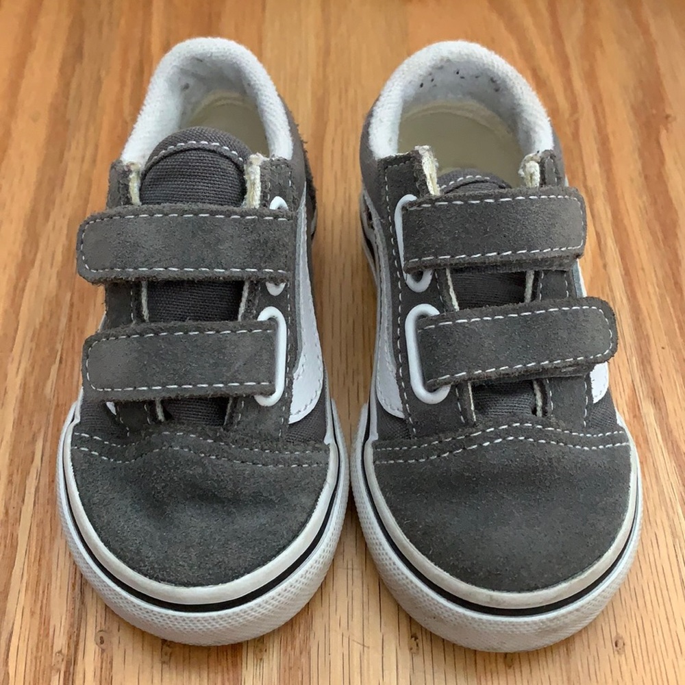 Vans grey and white toddler Velcro shoes size 5
